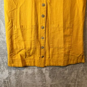 Pilcro‎ Buttondown Shirt Dress Linen Blend Patch Pockets Yellow Utility thumbnail 8