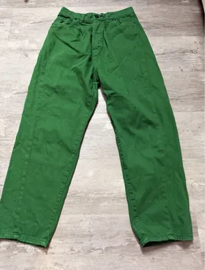 Sandrine Rose x Free People Sapin Green Wide Leg Jeans Sz 27 High Rise A4-0008 thumbnail 1