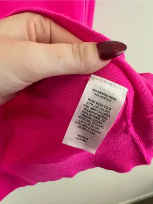 Nordstrom Fuchsia Merino Wool Blend V-Neck Women's Sweater Size Small thumbnail 4