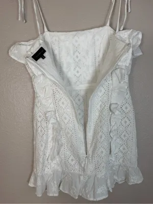 Majorelle Mara Mini Eyelet Lace Dress in White size XS $198 Bride Bridal thumbnail 14