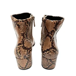 Kenneth Cole Roanne Snakeskin Print Pointed Toe Block Heel Booties Brown 6.5 NEW thumbnail 5