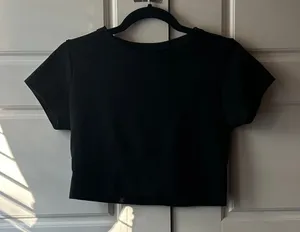 Offline by Aerie Sidewalk Seamless Cropped Shirt Black thumbnail 1
