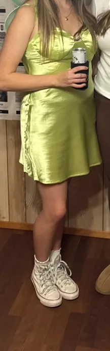 Amazon Green slip dress with a sparkle in the middle thumbnail 1