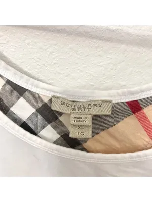 Burberry Brit Check Trim Stretch Cotton Jersey Knit White Tank Top Size L thumbnail 3
