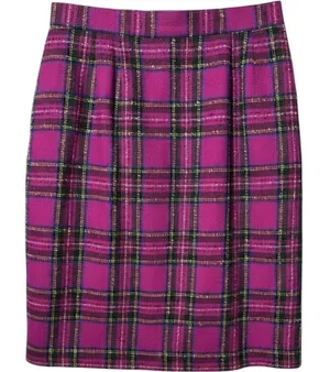 Norton‎ McNaughton Plaid Pencil Skirt Womens 12 Magenta Pink Wool Blend Vintage thumbnail 1