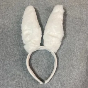 Bunny Ears Headband Poseable Plush White‎ Pink Faux Fur Easter Costume Party New thumbnail 2