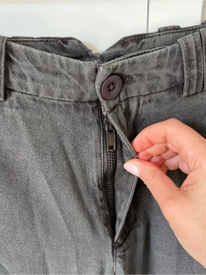 Free People Spotlight Washed Barrel Chino Trousers Pants in Charcoal Grey NWT thumbnail 5