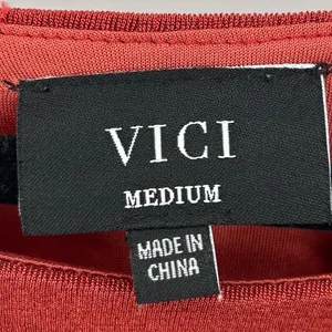VICI Rust Orange Ruched Asymmetrical Halter Neck Bodycon Midi Dress Size Medium‎ thumbnail 4