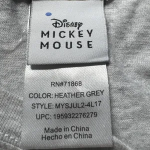 Disney Mickey Mouse Graphic Tee Grey Embroidered‎ Flowers Butterflies Women's XS thumbnail 4