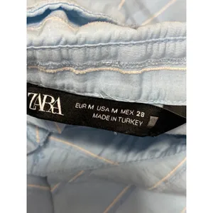 Zara Women's Blue Striped Collared Long Sleeve Button Down Shirt Blouse Top Sz M thumbnail 5