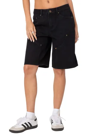 Edikted Black Jacqui Low Rise Denim Bermuda Shorts thumbnail 1