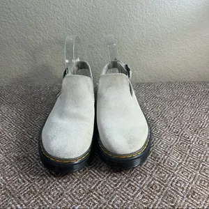 DR MARTENS Carlson Mules Shoes CREAM WARM SAND SUEDE LEATHER SZ 7L Boho Preppy thumbnail 6