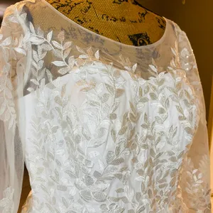 Lace Tulle Wedding Dress Women's 18W White Long Sleeve A-Line Gown Bridal EUC thumbnail 6