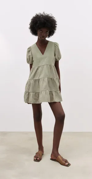 Zara Linen Blend Tiered Dress thumbnail 1