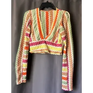 Free People Twist And Shout Crop Top Large Boho Crochet Scallop Festival Hippie thumbnail 4