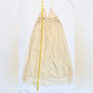 Beginning Boutique NWOT Faeriesty V-Neck Glitter Maxi Dress – Champagne/Gold – L thumbnail 12