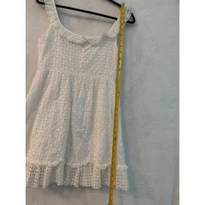 Lulus White Eyelet Cotton Ruffle Mini Dress Sleeveless Fit & Flare‎ Medium thumbnail 5