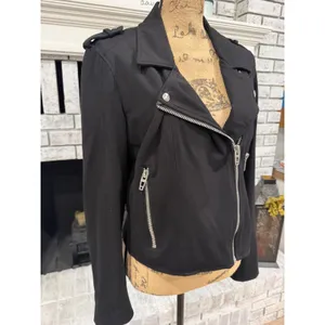 BLANKNYC Moto Jacket Women Medium Black Asymmetrical Zip Stretch Edgy‎ Biker thumbnail 2