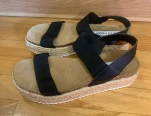 Steve Madden Jaklyn Espadrille Platform Sandals in Black - Size 9 thumbnail 1