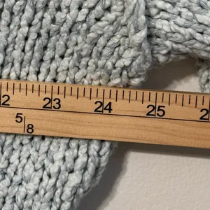 Anthropologie Chunky Knit Sweater Size Large Wide Bell Sleeves Blue Cotton thumbnail 7