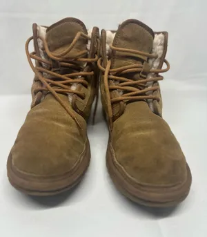 UGG Neumel Hi lace up Winter boots Sz: M8 W9.5 chestnut suede shearling lining. thumbnail 1
