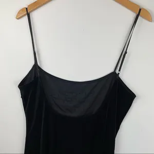 Y2K Victoria’s Secret Black Velvet Beaded Slip Dress Mini Sz Large thumbnail 7