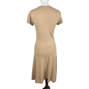 Ralph Lauren Cashmere Blend Short Sleeve Knit Sweater Dress Camel Tan M thumbnail 2