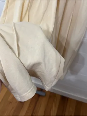 cream elastic-waist wide-leg lounge trousers. XS thumbnail 3