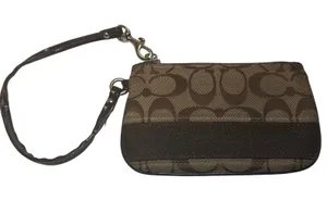 Coach‎ Wristlet Womens OS Brown Signature C Monogram Canvas Zip Pouch thumbnail 1