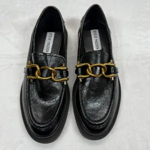Steve Madden Loafer‎ Black Chain Accent Lug Sole Comfortable Shoes 6.5 thumbnail 3
