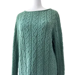 Lauren Ralph Lauren 100% Cotton Green Cable Knit Long Sleeve Pullover Sweater thumbnail 3