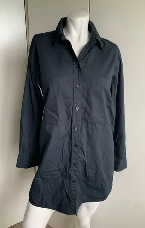 Abercrombie navy blue size XS long sleeve Button-up tunic shirt dress thumbnail 1