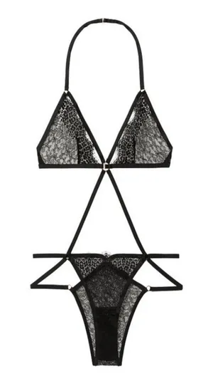 NEW Victoria's Secret Very Sexy Lace Black Strappy Teddy S thumbnail 1