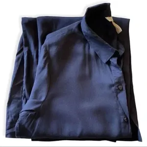H& M Navy Blue Lagenlook Oversized Shirt Womens Dress SZ 6 thumbnail 4