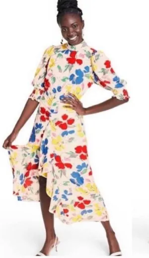 RIXO‎ Floral Print Maxi Dress White Size 8 thumbnail 1