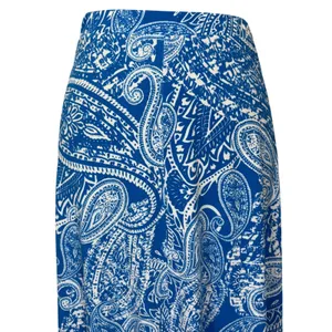 Chico's Asymmetric Handkerchief Hem Midi Skirt Blue Paisley Stretch Size 2 Large thumbnail 2