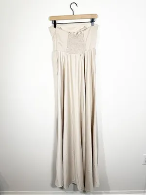NWT BHLDN Elsie Straight-Neck Satin A-Line Gown Champagne thumbnail 6