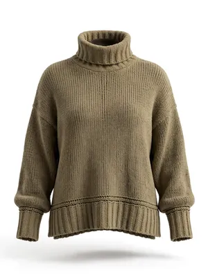 aerie Olive Green Chunky Turtleneck Sweater thumbnail 1