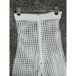Polly Crochet Open Knit Pants Women’s Size 4 Wide Leg White Beachy Coastal thumbnail 4