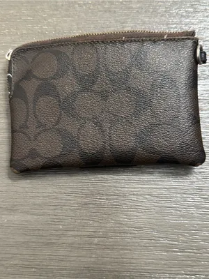 Coach Brown Signature Zip Pouch with Black Center Stripe thumbnail 6