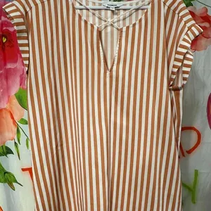 S242. Express orange and white striped blouse thumbnail 1