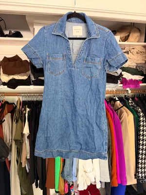 Habitual dark blue denim short sleeve collared mini dress Size XS thumbnail 11