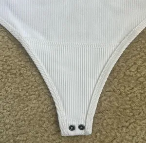 Abercrombie & Fitch White Ribbed Tank Bodysuit in Women's Medium thumbnail 4