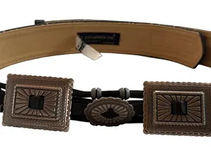 Ginnie Johansen Inc Black Silver Concha Western Boho Faux Leather Belt Women's thumbnail 1