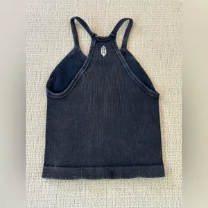 Free People Happiness Runs Long Crop Tank in Vintage Navy M/L thumbnail 6