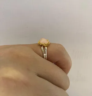 Pink Quartz stainless steel ring with chain - size 6.25 thumbnail 2