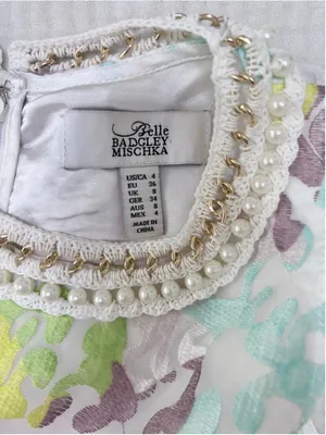 Women's Belle Badgley Mischka Mini Dress Size 4 White Multi-color thumbnail 5