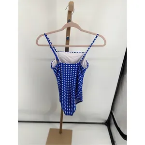 Cupshe Blue Polka Dot One-Piece Swimsuit Cutout Spaghetti Small Retro thumbnail 9