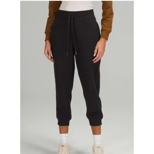 Lululemon Scuba High Rise Cropped Jogger Cotton Terry Drawcord Black Size 8 thumbnail 13