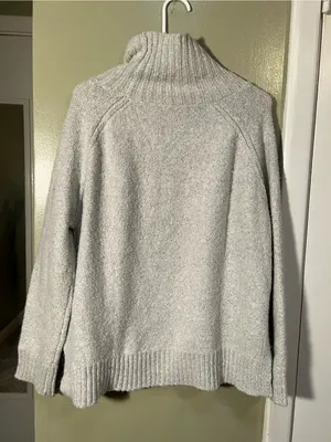 Gilli Women's Size Medium Mock Neck Turtleneck Sweater Light Gray Stretch LT1243 thumbnail 7